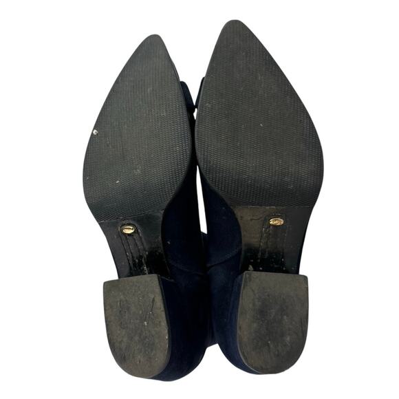 Stella Luna Blue Suede Leather Pointed Toe Gold Accent Zip Ankle Boots 37 US 6.5 - Picture 4 of 9